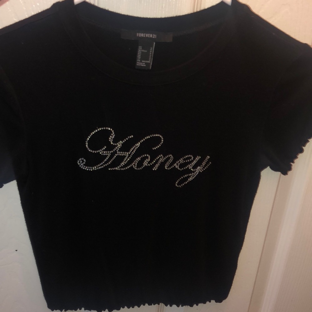 Forever 21 rhinestone shirt y2k look